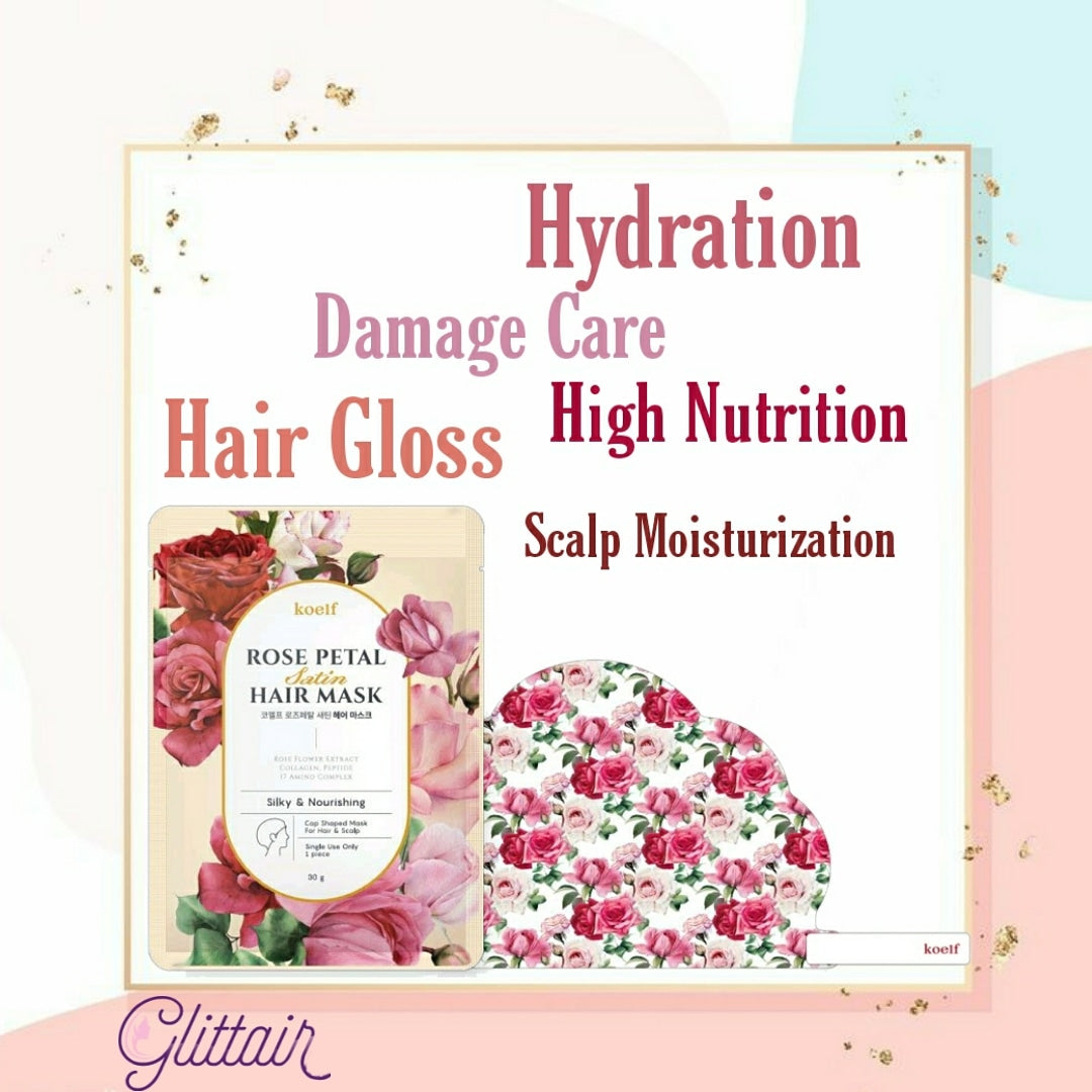 Rose Petal Satin Hair Mask-  3 pcs - Glittair cosmetics